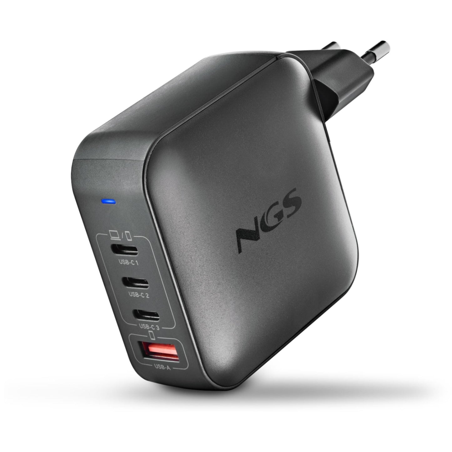 NGS - CARREGADOR DE PAREDE 165W COM 4 PORTAS: 3 USB-C + 1 USB-A BUD165W