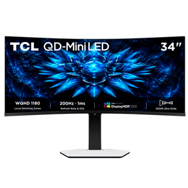 TCL MONITOR FAST MINILED 34" 21:9 CURVO UWQHD 200HZ 1M HDMI DP COLUNAS 34C2A