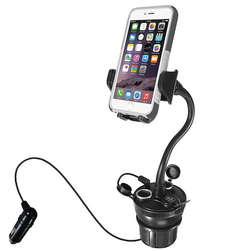 MACALLY - CAR CUP HOLDER MOUNT W/ USB CHARGER