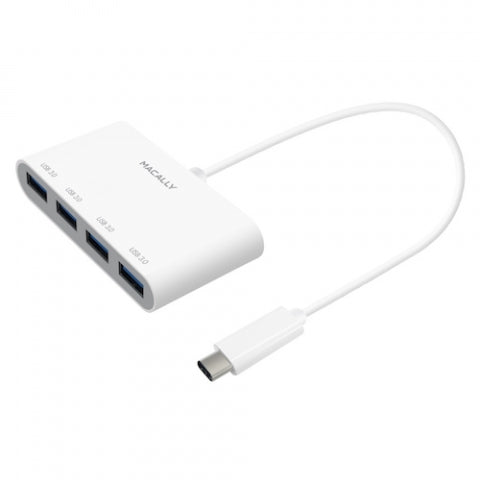 MACALLY - HUB 3.1 USB-C (4X USB A) (WHITE)