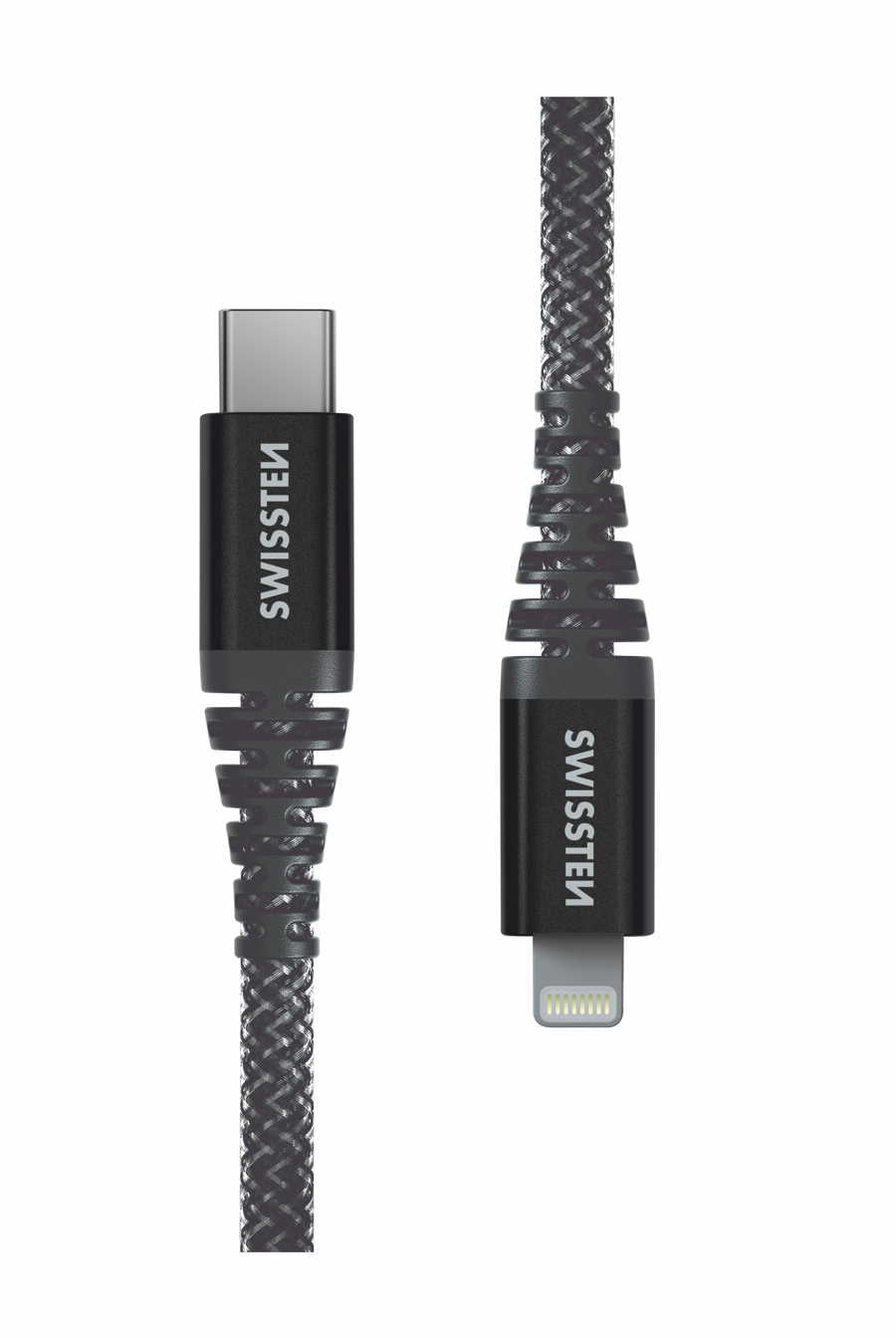SWISSTEN - CABO ARAMID USB-C - LIGHTNING 1.5M (ANTRACITE)