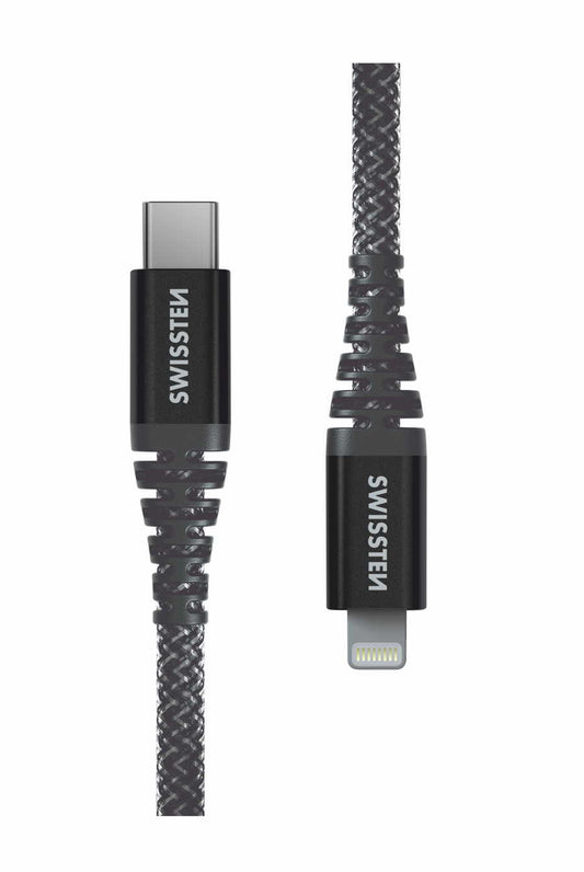 SWISSTEN - CABO ARAMID USB-C - LIGHTNING 1.5M (ANTRACITE)