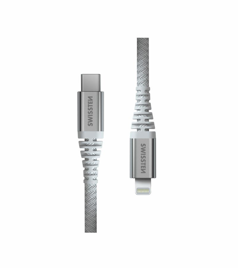 SWISSTEN - CABO ARAMID USB-C - LIGHTNING 1.5M (WHITE)