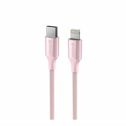 SWISSTEN - TEXTILE II CABLE USB-C - LIGHTNING (1.5M-PINK)