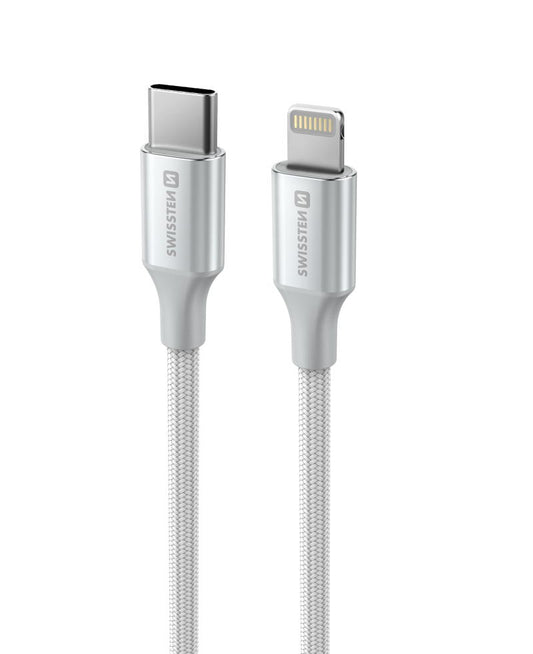 SWISSTEN - TEXTILE II CABLE USB-C - LIGHTNING (1.5M-WHITE)