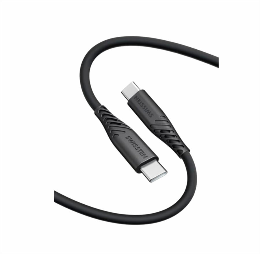 SWISSTEN - CABO SOFT SILICONE USB-C-USB-C (0.4M-BLACK)