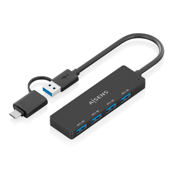 AISENS HUB USB 3,1 USB-C USB-A USB-C M+USB-A M-4XTIPO A H 15CM PRETO