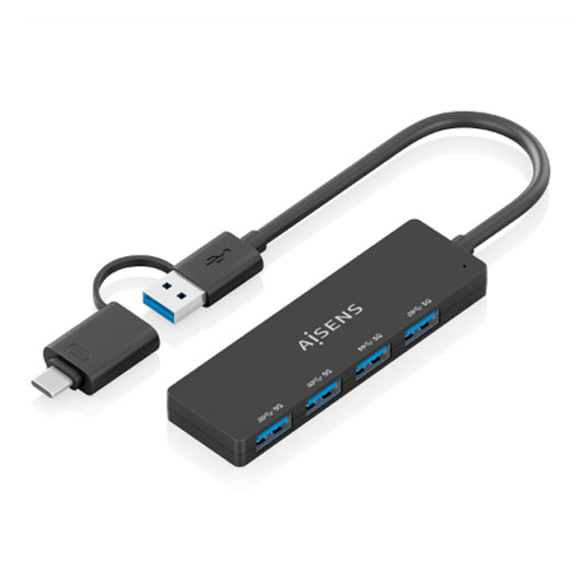 AISENS HUB USB 3,1 USB-C USB-A USB-C M+USB-A M-4XTIPO A H 15CM PRETO