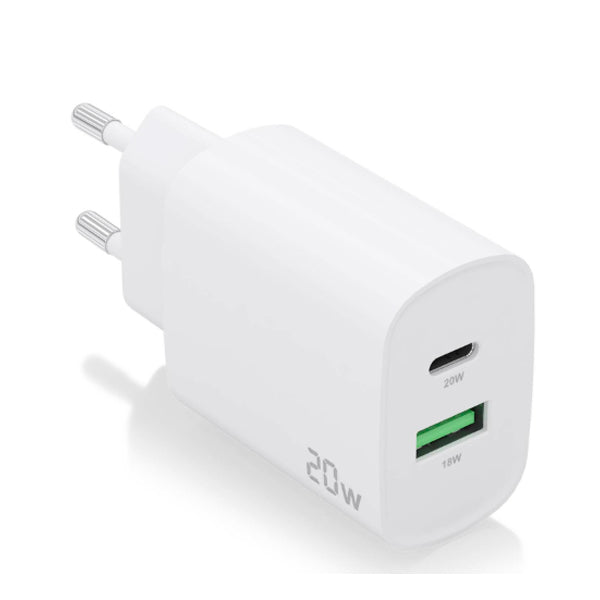 AISENS CARREGADOR 20W 1XUSB-C PD3,0 1XUSB-A QC3,0 BRANCO