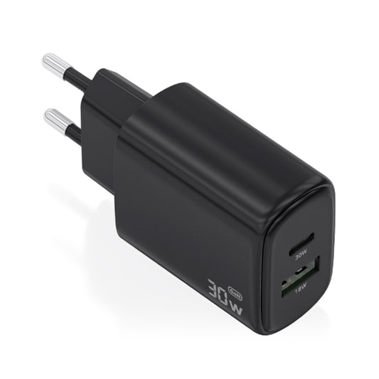 AISENS CARREGADOR GAN 30W 1XUSB-C PD3,0 QC4,0 1XUSB-A QC3,0 PRETO