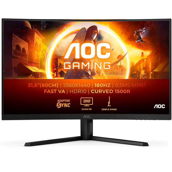 AOC MONITOR VA 32" (31.5") 16:9 QHD CURVO 1MS 180HZ HDMI DP CQ32G4VE