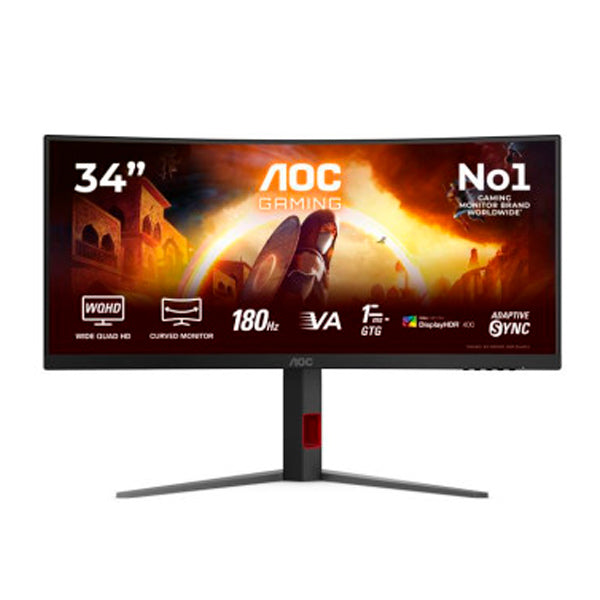 AOC MONITOR VA 34" 21:9 WQHD 1MS 180HZ HDMI DP USB HAS CU34G4CA