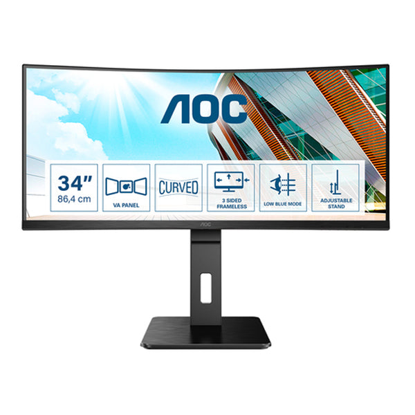 AOC MONITOR VA 34" 21:9 QHD CURVO HDMI DP USB COLUNAS HAS CU34P2A