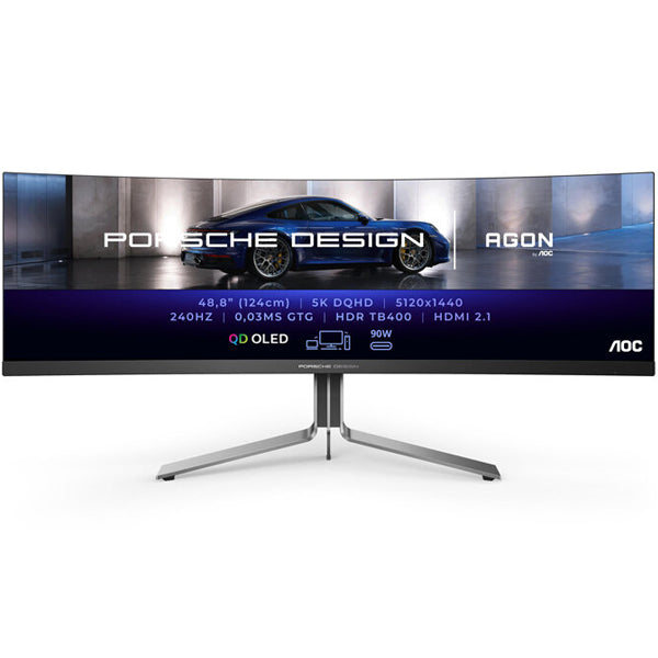 AOC MONITOR OLED 49" DQHD CURVO 32:9 0.03MS HDMI DP USB COLUNAS HAS PORSCHE PD49