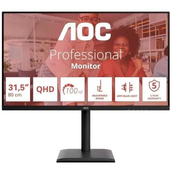 AOC MONITOR IPS 32" (31.5") 16:9 QHD 4MS 100HZ HDMI DP USB COLUNAS HAS Q32E4U