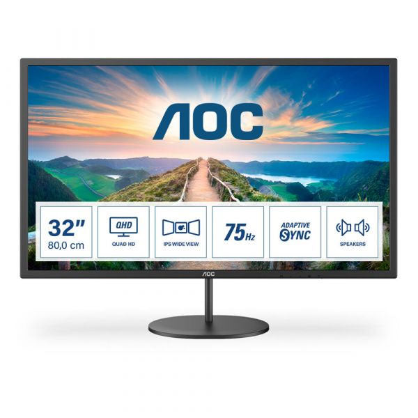 AOC MONITOR IPS 32" (31.5) 16:9 QHD HDMI DP COLUNAS Q32V4