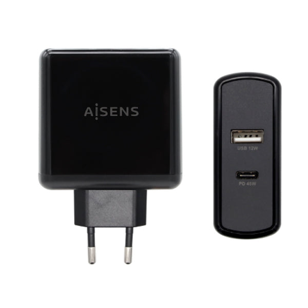 AISENS CARREGADOR 57W 1XUSB-C PD3,0 45W 1XUSB-A 5V 2,4A 12W