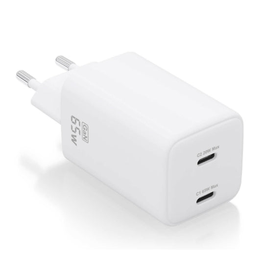 AISENS CARREGADOR GAN 65W 2XUSB-C PD3,0 QC4,0 BRANCO