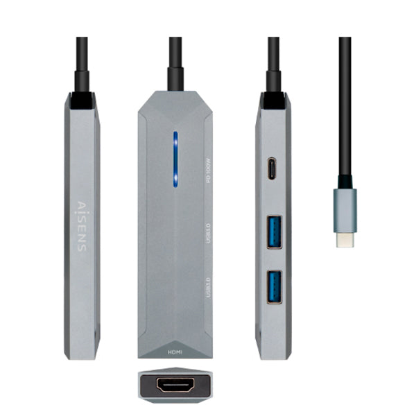 AISENS USB-C DOCK 4 EM 1 USB-C A 1XHDMI 2XUSB 1XPD 15CM