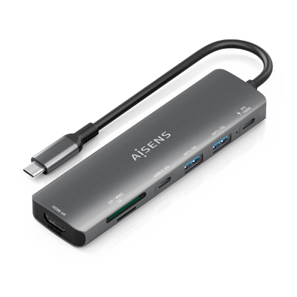 AISENS DOCK HUB USB-C 7 EM 1 + USB-C DE 7 PORT HDMI USB-A 2,0 USB-A 3,0 USB-C