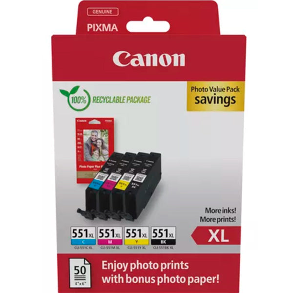 CANON CLI-551XL INK CARTRIDGE C/M/Y/BK + PHOTO PACK