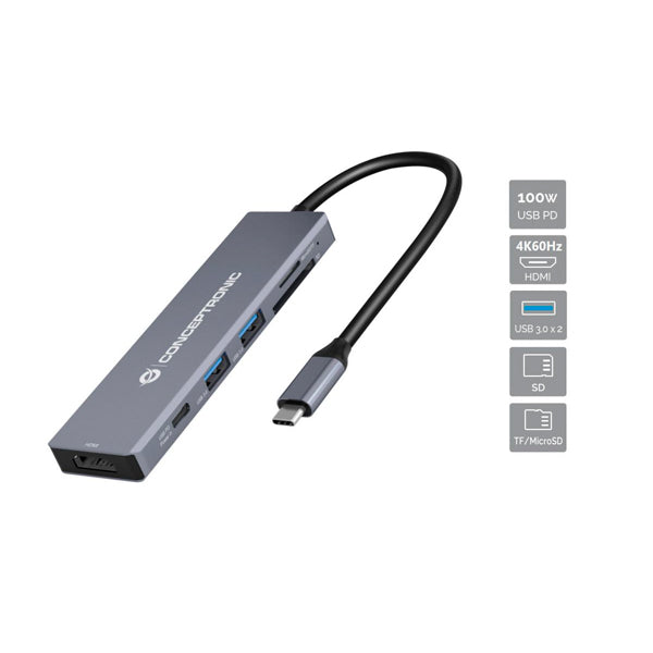 CONCEPTRONIC DOCK USB-C 1XHDMI 4K 2XUSB3 1XUSBC CR PD100W