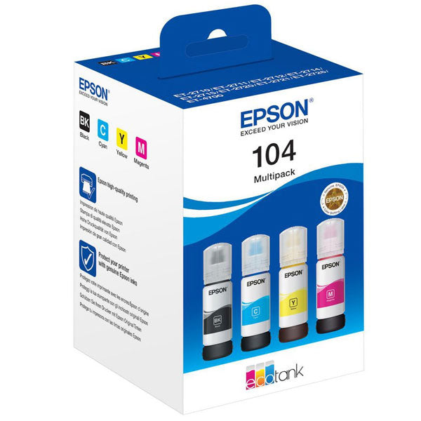 EPSON TINTEIRO PACK 4 CORES 104 ET-2710/1810/28X/28X/28X/48X/14100