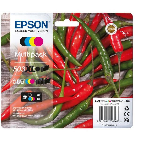 EPSON TINTEIRO PACK 4 CORES PRETO STD 503XL XP5200/05/WF2960/65 MOQ 8