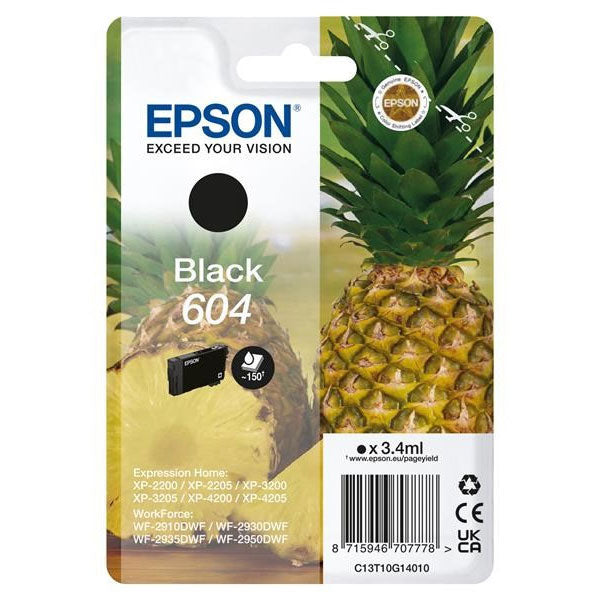 EPSON TINTEIRO PRETO 604 XP2200/05/3200/05/4200/05/WF2910/30/35/50 MOQ 10
