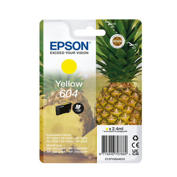 EPSON TINTEIRO AMARELO 604 XP2200/05/3200/05/4200/05/WF2910/30/35/50 MOQ 10
