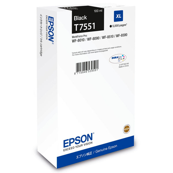 EPSON TINTEIRO PRETO XL T7551 WF-8590/8090/8010/8510