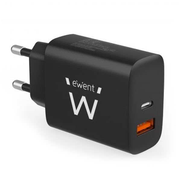 EWENT CARREGADOR 1XUSB-C 1XUSB-A 20W PRETO
