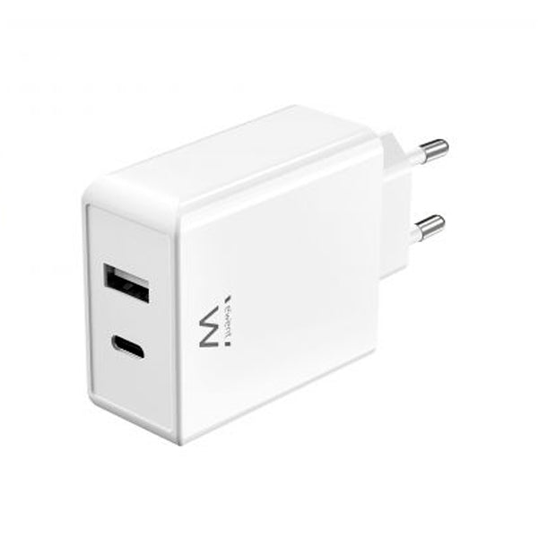 EWENT CARREGADOR GAN 1XUSB-C 1XUSB-A 45W BRANCO
