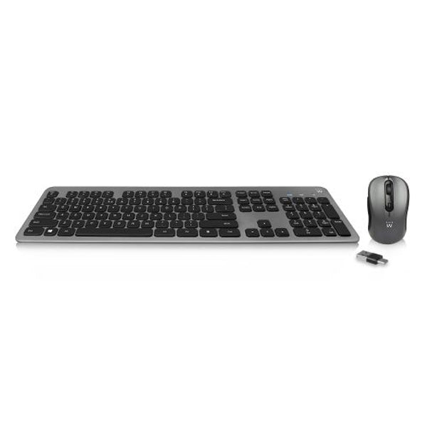 EWENT TECLADO E RATO WIRELESS SILENT CINZA TITANIO