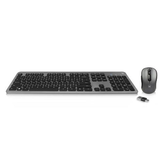 EWENT TECLADO E RATO WIRELESS SILENT CINZA TITANIO