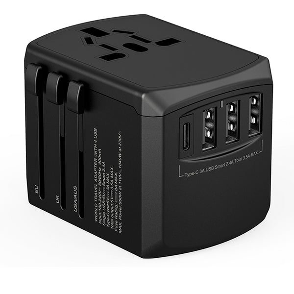 CARREGADOR DE VIAGEM UNIVERSAL XOOPAR WORLD TRAVEL PRETO