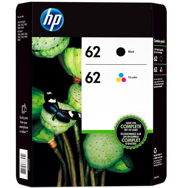 HP TINTEIRO 62 COMBO PRETO + TRICOLOR
