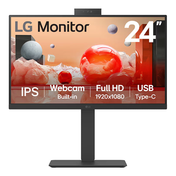 LG MONITOR IPS 24" (23.8") 16:9 FHD HDMI DP USB-C COLUNAS WEBCAM PIVOT 24BA850-B