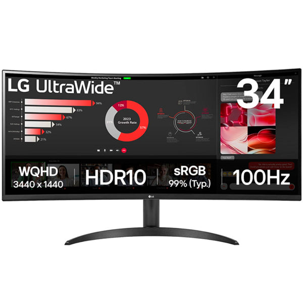 LG MONITOR VA 34" 21:9 CURVO QHD 100HZ 5MS HDMI DP 34WR50QK-B