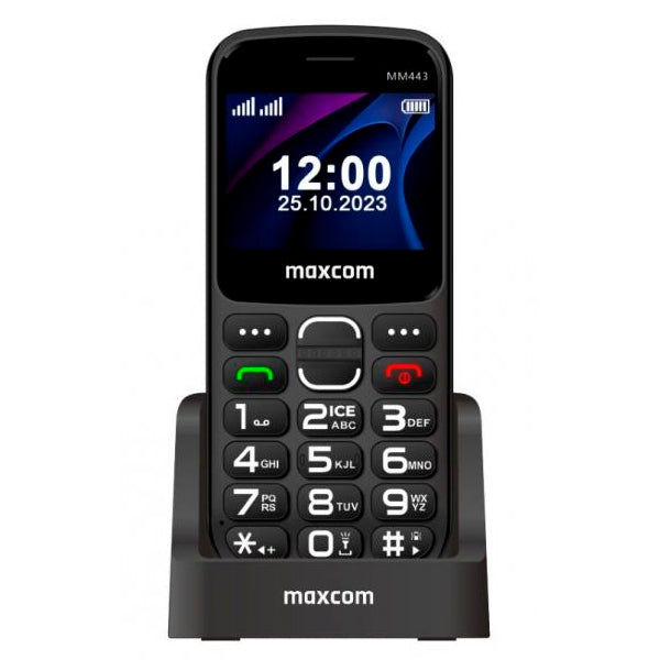 MAXCOM PHONE 4G DUAL SIM 2.31" BOTAO SOS CRADLE CHARGER USB-C CAMERA BLACK MM443