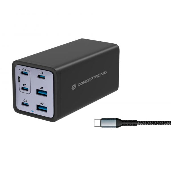 CONCEPTRONIC CARREGADOR HIGH PERFORMANCE GAN 4X USB-C 2X USB-A