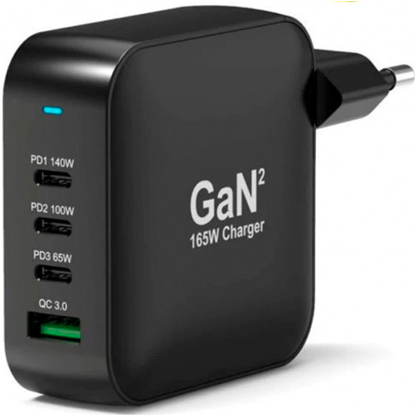 PORT CARREGADOR GAN 2XUSB-C 1XUSB-A 165W OLED DISPLAY INCLUI CABO 2MTS