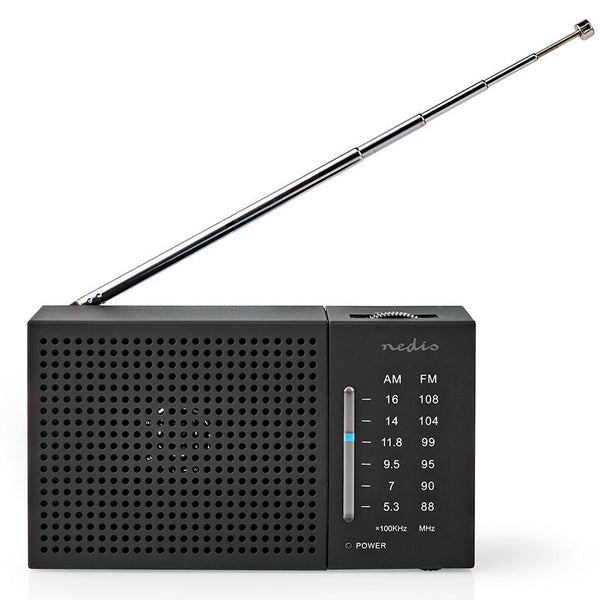 NEDIS RADIO AM/ FM PILHAS ANALÓGICO 1,5 W SAÍDA PARA AUSCULTADORES IP20 PRETO