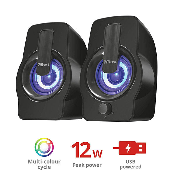 TRUST COLUNAS GEMI RGB LEDS 2.0 USB POWERED BLACK