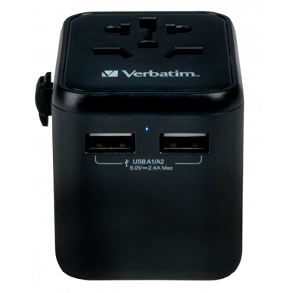 VERBATIM CARREGADOR ADAPT VIAGEM 2XUSB-A 12W BLACK