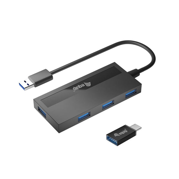 EQUIP LIFE HUB USB 3.0 4PORT C/ ADAPTADOR USB-C BLACK