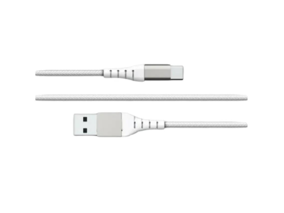 FORCE POWER - CABO USB A/USB- C REFORÃ§ADO 2M - 3AMP BRANCO F150795