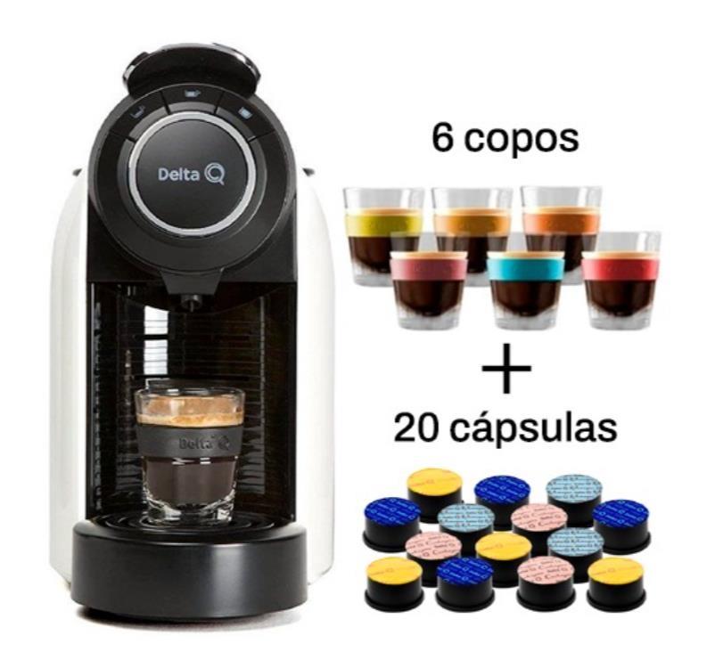 DELTA-Q - MÁQUINA CAFÉ CÁPSULAS + 20 CÁPSULAS + 6 COPOS KIT QOOL EVOLUTION BRANCA