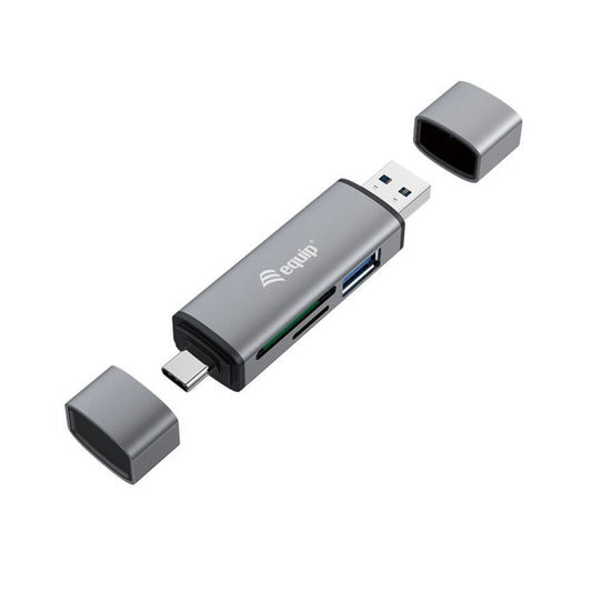 EQUIP LIFE LEITOR DE CARTOES USB-A 3.2 & USB-C SD- MICRO SD ALUMINIO