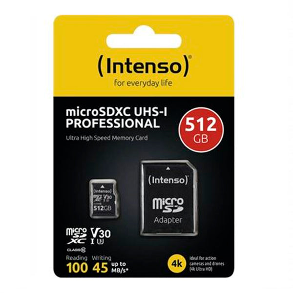 INTENSO MICROSD 512GB UHS-I PROFISSIONAL C\ ADAPTADOR